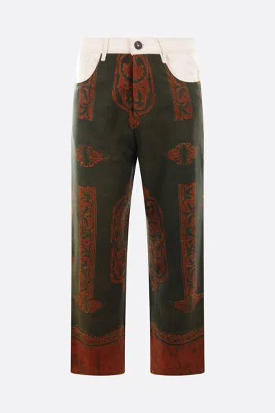 Kartik Research Trousers In Ecru+emerald+orange