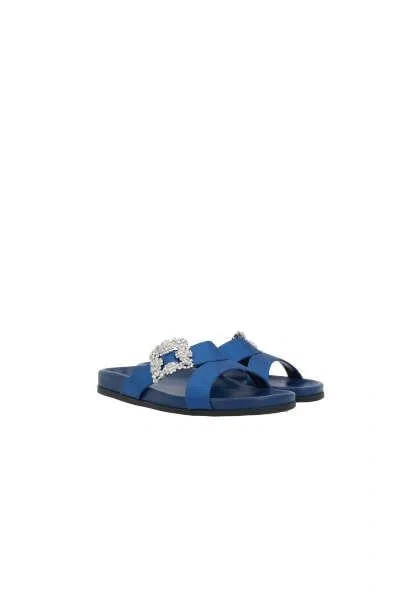 Manolo Blahnik Sandals In Bright Blue