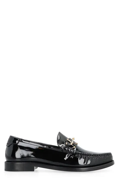 Saint Laurent Leather Loafers In Black