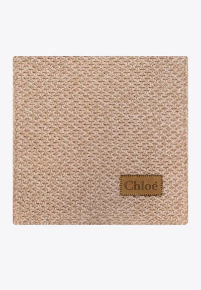 Chloé Cashmere Chunky Knitted Scarf In Beige
