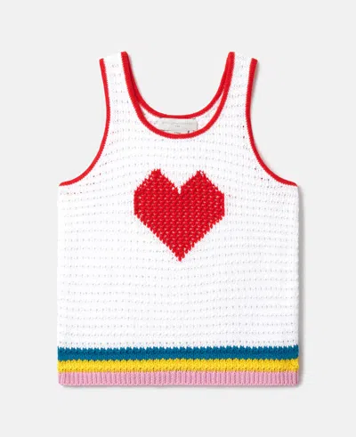 Stella Mccartney Kids Teen Girls White Crochet Knit Heart Top