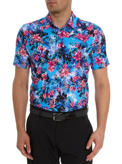 Robert Graham Island Time Performance Polo In Blue