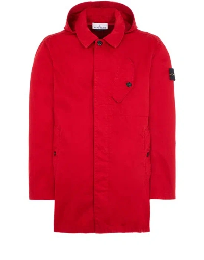 Stone Island Long Jacket Red Cotton
