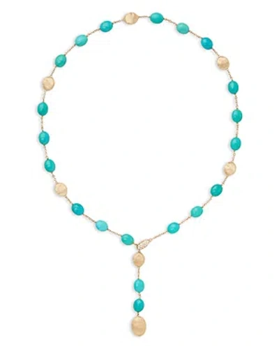 Marco Bicego 18k Yellow Gold Siviglia Turquoise & Diamond Lariat Necklace, 18 In Blue/gold