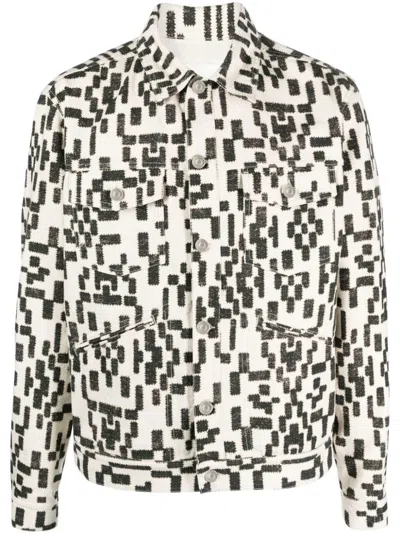 Marant Geometric-print Cotton Shirt Jacket In Black  