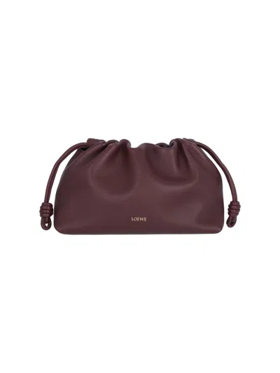 Loewe Flamenco Leather Clutch Bag In Purple