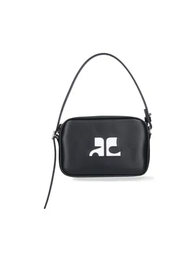Courrèges 'slim Leather Camera' Shoulder Bag In Black  