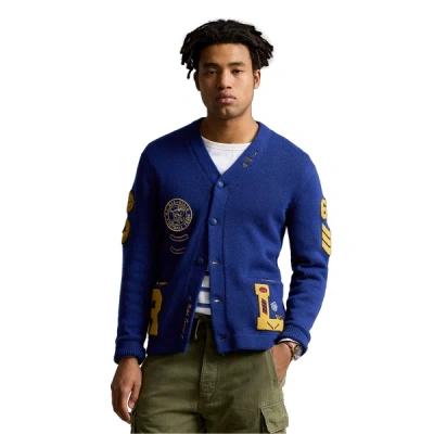 Polo Ralph Lauren Varsity-inspired Cotton Cardigan In Royal Combo