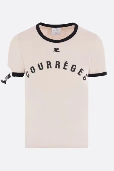 Courrèges Courreges T-shirts And Polos In Lime Stone+black