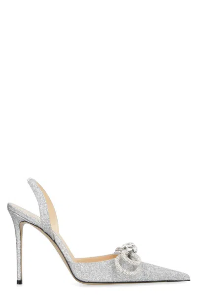 Mach & Mach Pumps Embellished Pointy-toe Slingback Pumps In Silver