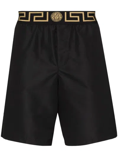 Versace Swimshorts In Nero Greca Oro