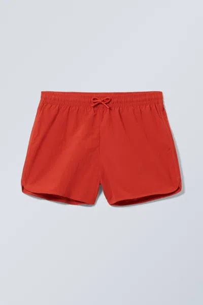 Weekday Tan Structure Swim Shorts In Red