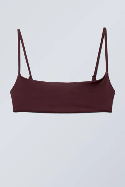 Weekday Scoop Neck Bikini Top In Burgundy