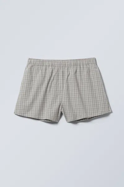 Weekday Relaxed Boxer Cotton Shorts In Grey