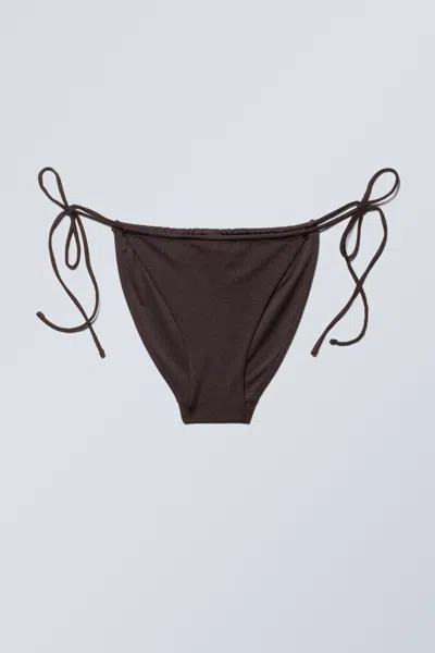 Weekday Strappy Tie Bikini Bottoms In Brown