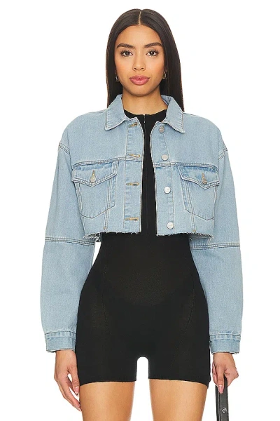 Superdown Kathy Cut Off Jacket In Blue Denim