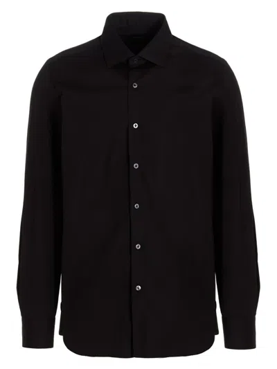 Barba Poplin Shirt In Black