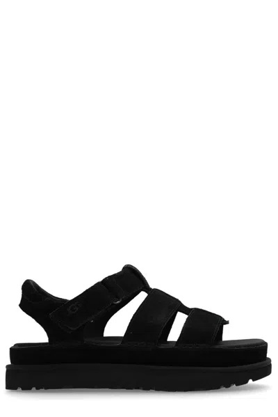 Ugg Goldenstar Suede Sandals In Black