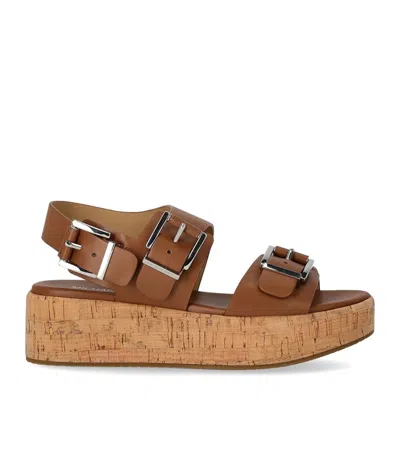 Michael Kors Colby Light Brown Platform Sandal In Leather