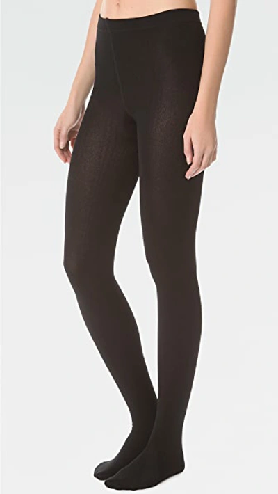 Plush Fleece Lined Tights In Black