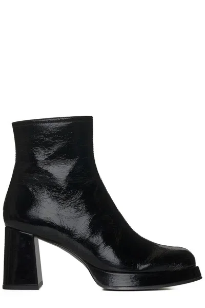 Chie Mihara Katrin Patent-finish Square-toe Boots In Black
