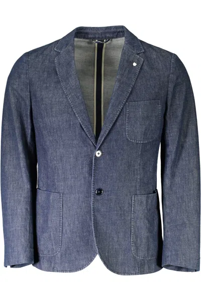 Gant Blue Cotton Jacket In Grey