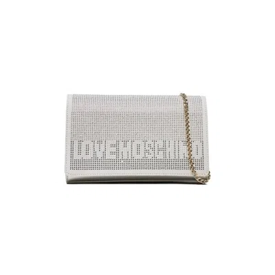 Love Moschino Chic Rhinestone-embellished Faux Leather Shoulder Bag In Gray