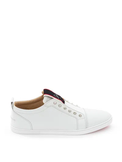 Christian Louboutin F.a.v Fique A Vontade Mid Cut Leather Sneaker In White