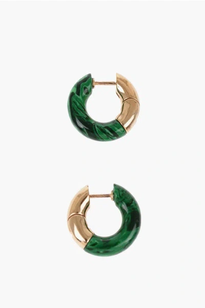 Bottega Veneta 18k Gold-plated Sterling Silver Malachite Earrings In Green