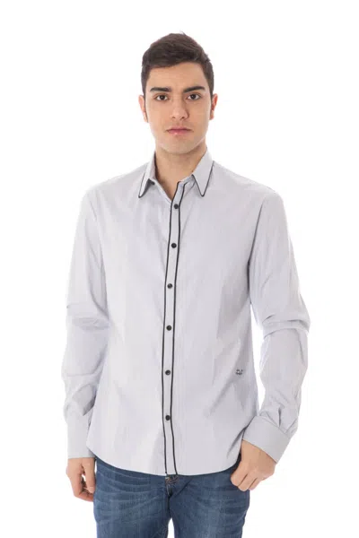 Costume National Light Blue Cotton Shirt In White