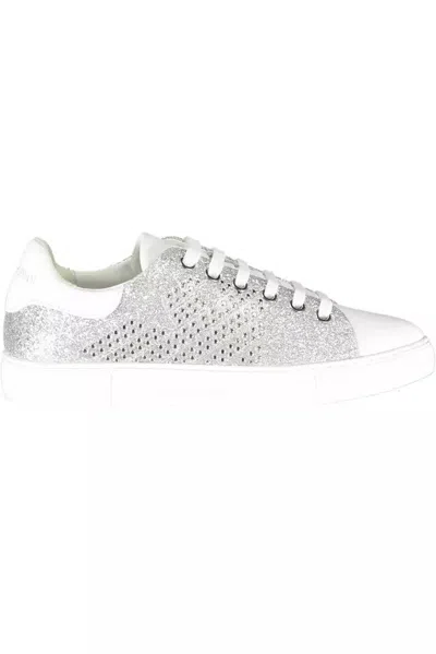 Emporio Armani Silver Polyester Sneaker In White