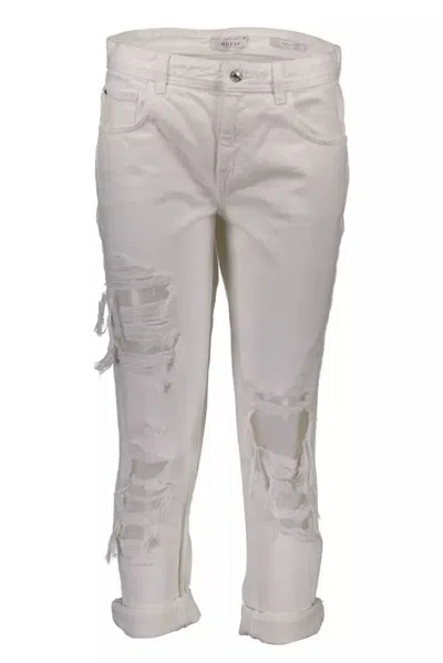 Guess Jeans White Cotton Jeans & Trouser In Neutral