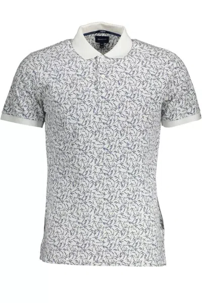 Gant White Cotton Polo Shirt In Grey
