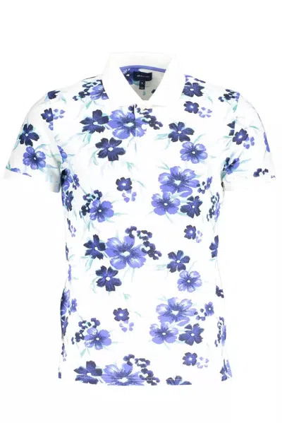 Gant White Cotton Polo Shirt In Blue