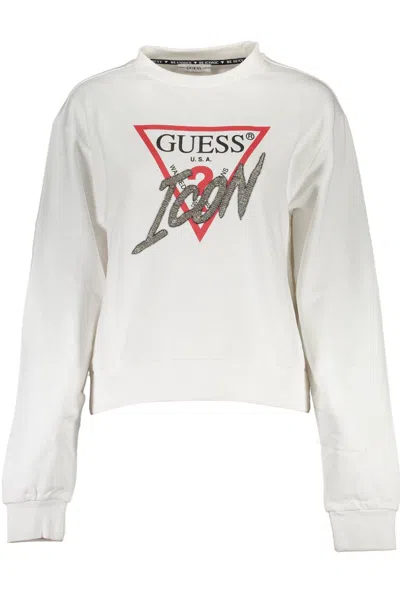 Guess Jeans White Cotton Sweater In Yellow