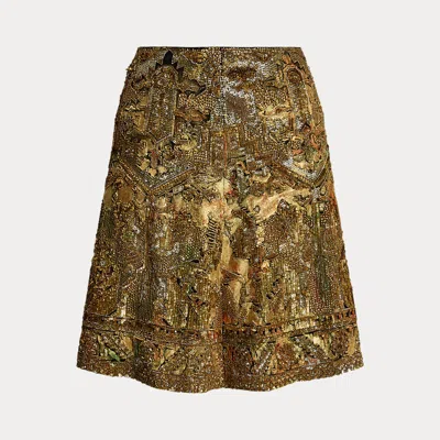 Collection Kathleen Embellished Georgette Skirt In Gold