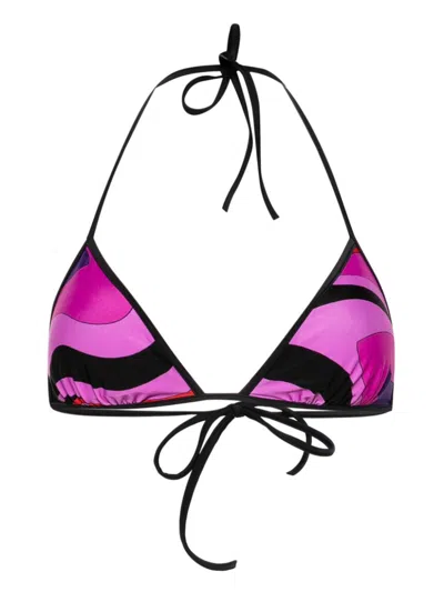 Pucci Marmo-print Triangle Bikini Top In Purple