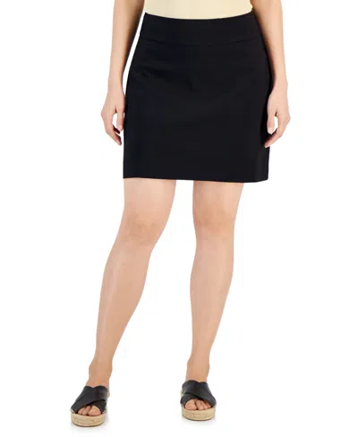 Jm Collection Women's Solid Pull-on Skort, Created For Macy's In Deep Black