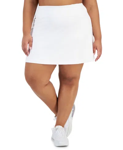 Id Ideology Plus Size Active Solid Pull-on Skort, Created For Macy's In Bright White