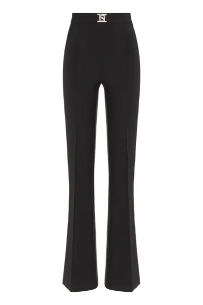 Elisabetta Franchi Crepe Wide-leg Trousers In Black