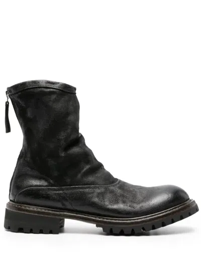 Premiata Vinz Brass Back Zipper Boot Shoes In Black