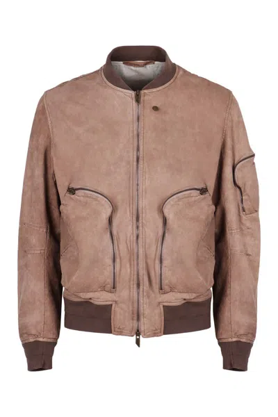 Salvatore Santoro Leather Jacket In Turtledove