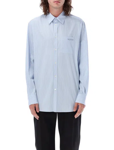 Valentino Garavani Long Sleeved Stripe Shirt In White/blue