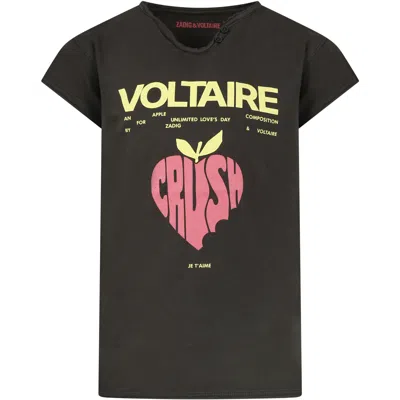 Zadig &amp; Voltaire Kids' Green T-shirt For Girl With Logo