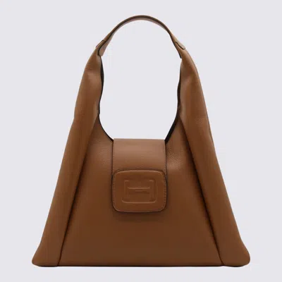 Hogan Brown Textured Leather Hogo Medium Bag