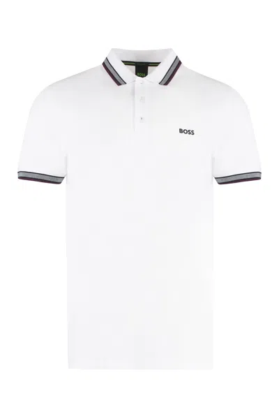 Hugo Boss Cotton-piqué Polo Shirt In White