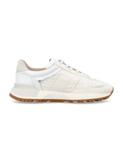 Maison Margiela 50/50 Leather & Nylon Trainers In Off White