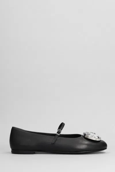 Area Crystal-detail Leather Ballerina Shoes In Black