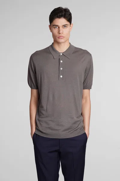 Low Brand Fine-knit Polo Shirt In Grey