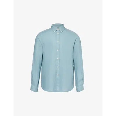Ps By Paul Smith Button-down Collar Linen Shirt In Light Blue